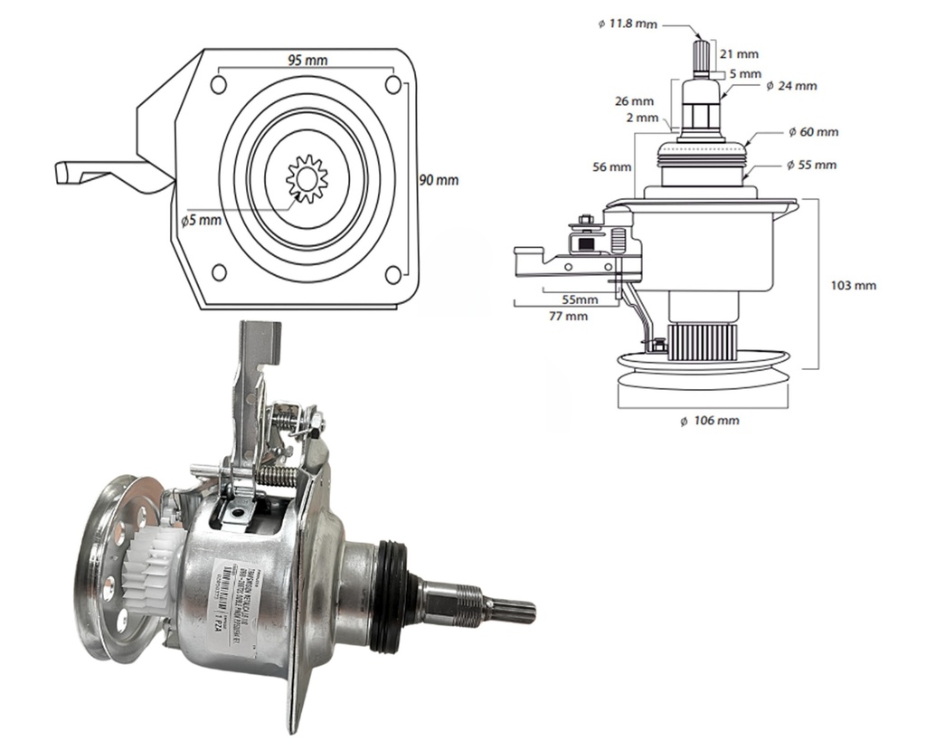 TRANSMISION METALICA LG 11D 13 - 15 KG UN PIÑON P/GRANDE