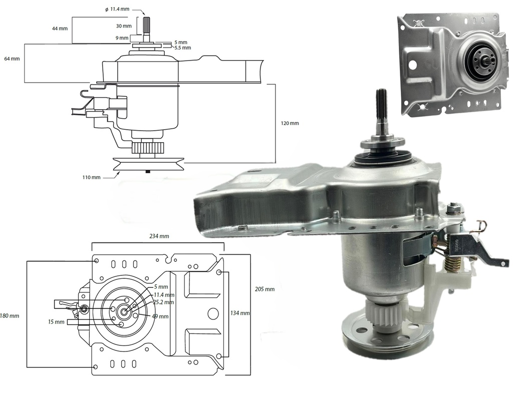 TRANSMISION METALICA ELECTROLUX C/PUENTE CORTO DORADA 410T