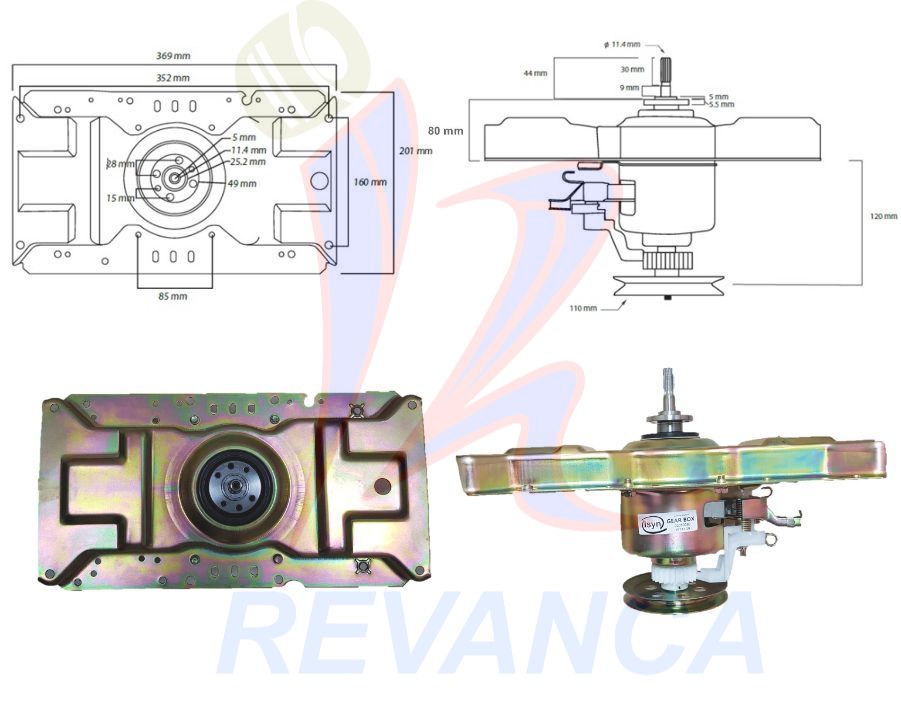 TRANSMISION METALICA 11D C/PUENTE DORADA CUELLO LARGO 1 PIÑON