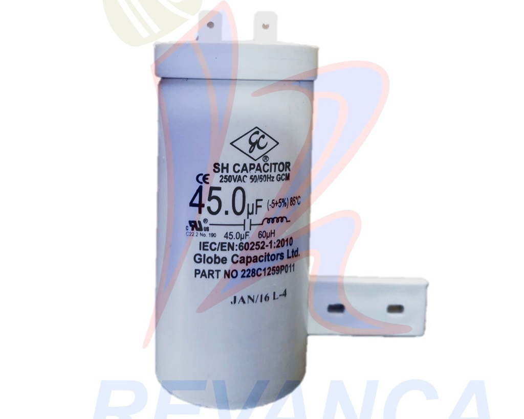CAPACITOR MB C/BASE 45UF/250VAC