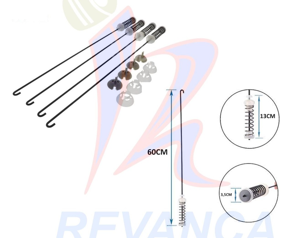 VARILLA AMORTIGUADOR W10780048 ISYN JGO DE 4 (SIRVE A WHIRLPOOL)