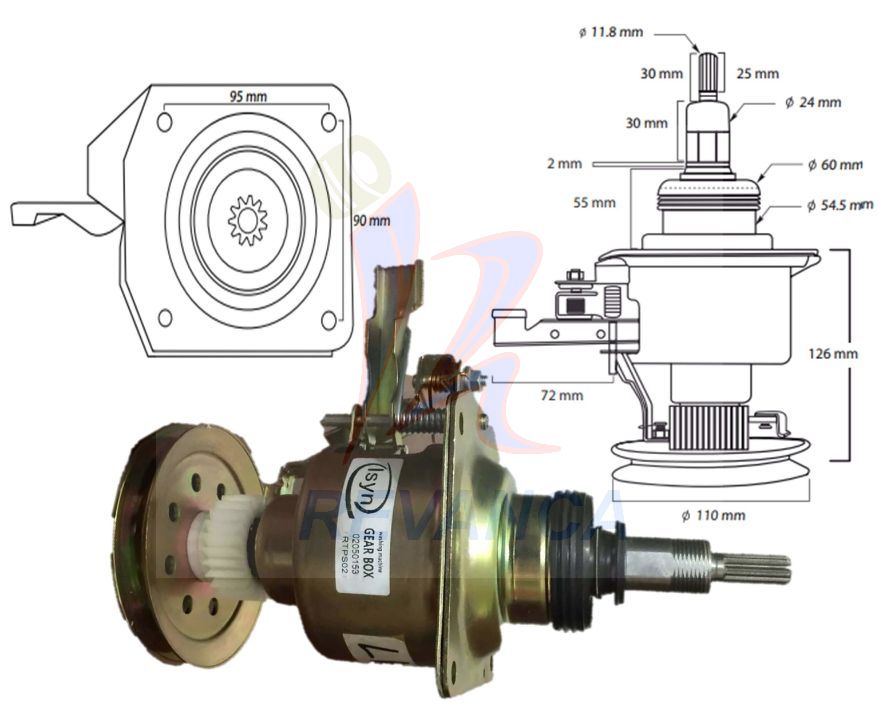 TRANSMISION METALICA LG/ELECTROLUX EJE 11D GBW-50670C REV.