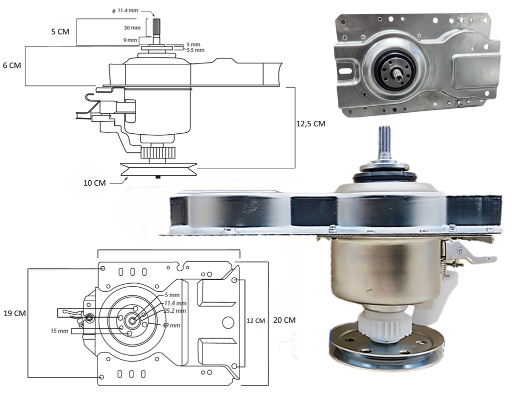 TRANSMISION METALICA LAV. HAIER PUENTE CORTO 0030803481B/XQB42-62K/GWT450AW