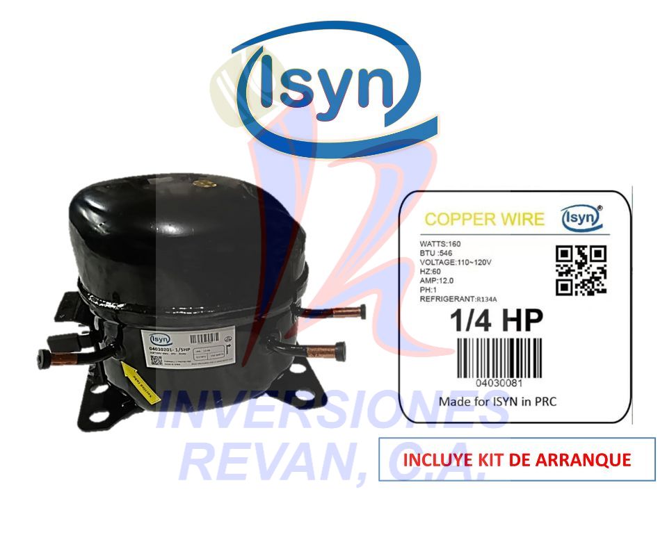 COMPRESOR DE NEVERA 1/4 HP 110-115V 60HZ R134A