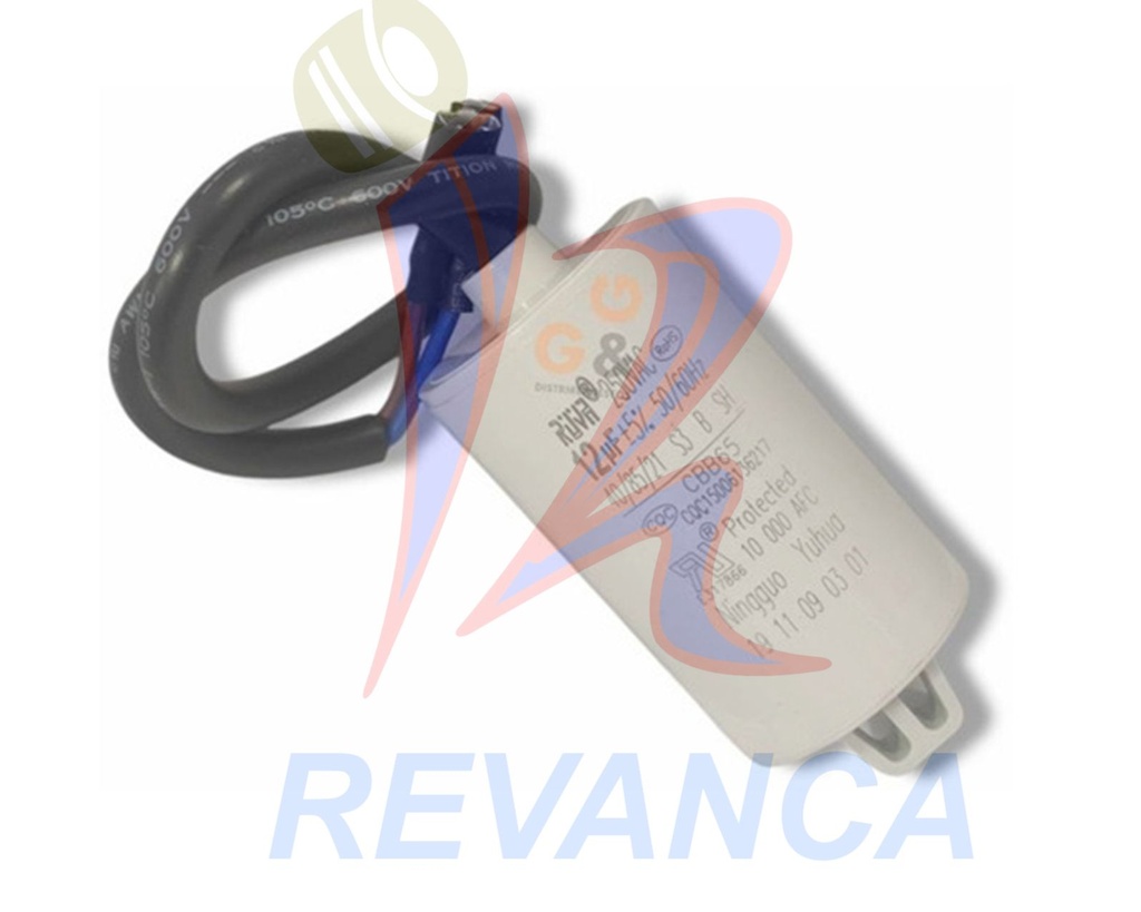CAPACITOR DE NEVERA 12UF/250 PLASTICO ORIGINAL
