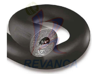 RUBATEX 1/4 X 1/2 IMPORTADO  NEGRO 1.8 MTS