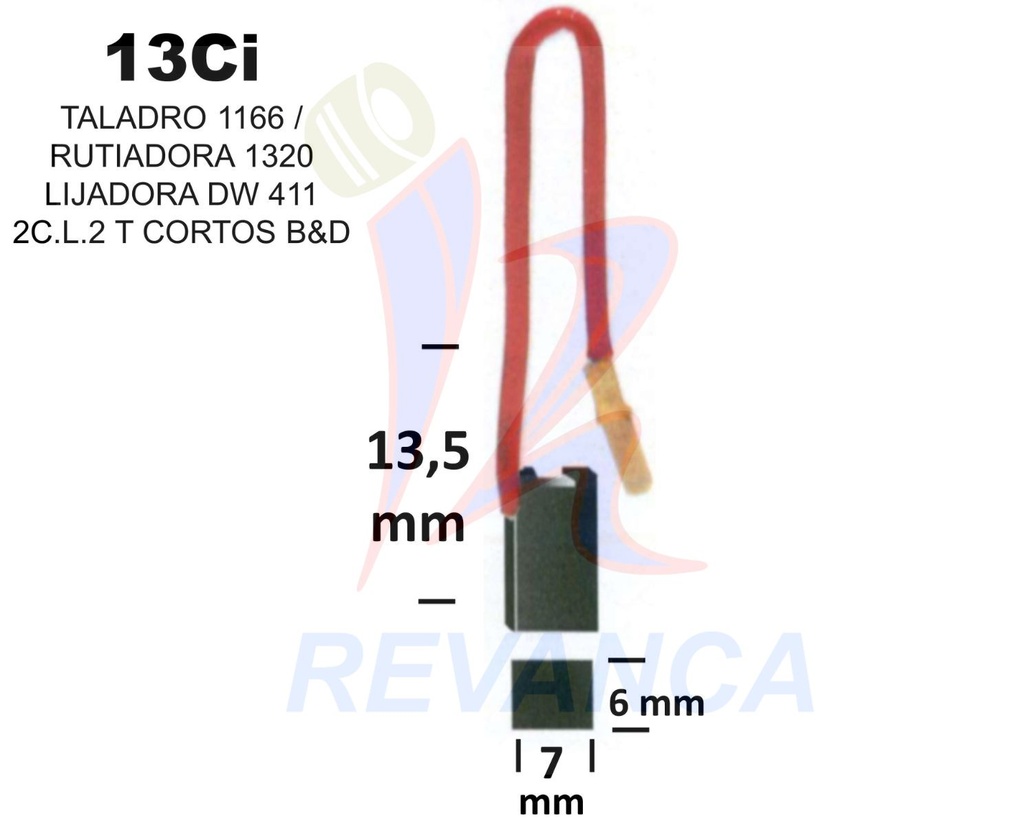 ESCOBILLA TALADRO B&D 1311, 2046, 5072, 2050, 1166 # 143803-00 DW 503-510