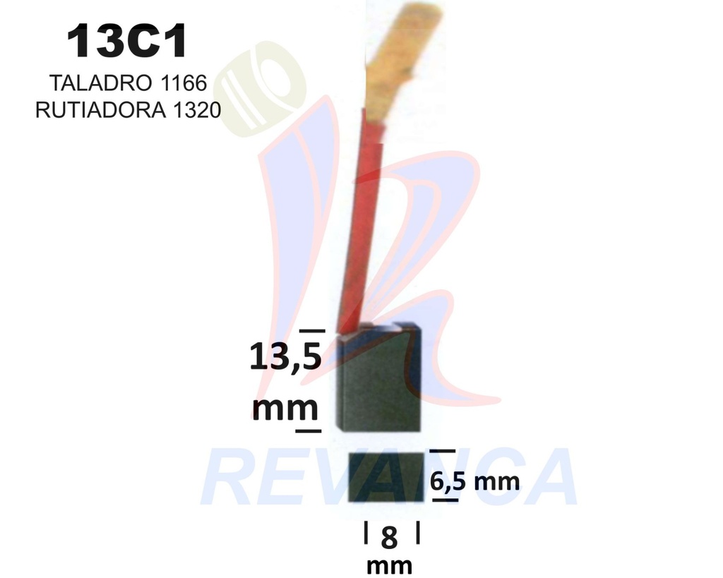 ESCOBILLA TALADRO DW 6,2X7, 9X13,7 CABLE AISL.TERM.,  B&D 1166, DW508