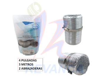 DUCTO SECADORA FLEXIBLE DE ALUMINIO (DIAMETRO 4"  / LARGO 1.5M)