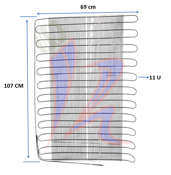 PARRILLA DE NEVERA 1/3 A 1/4 69CM ANCHO/107CM LARGO (11U) OVALADA