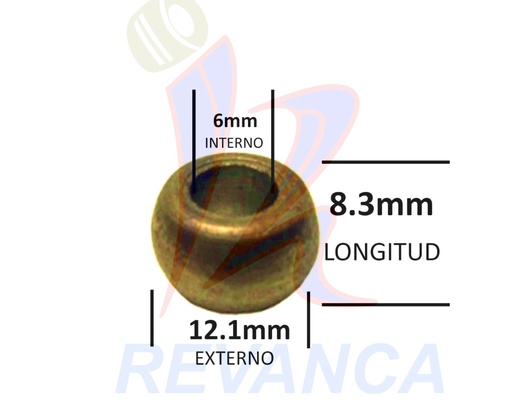 [08020038] BUJE PATICO NORMAL 6 X 12 MM EN BRONCE