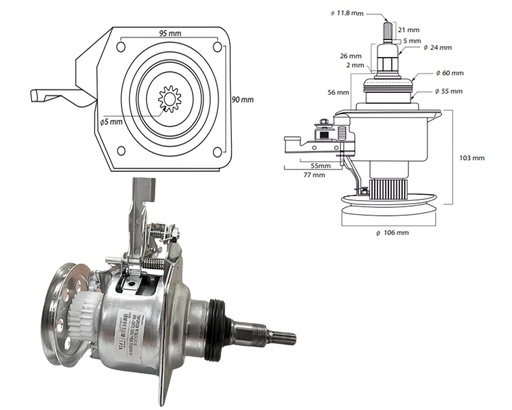 [02050373] TRANSMISION METALICA LG 11D 13 - 15 KG UN PIÑON P/GRANDE