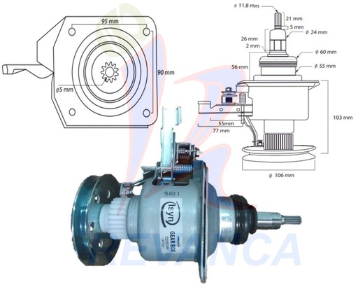 [02050373] TRANSMISION METALICA LG 11D 13 - 15 KG UN PIÑON P/GRANDE