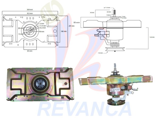 [02050080] TRANSMISION METALICA 11D C/PUENTE DORADA CUELLO LARGO 1 PIÑON