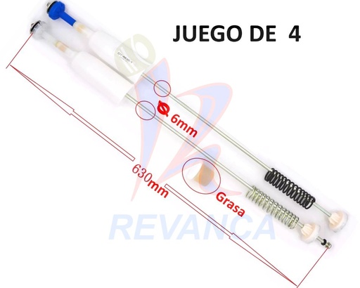 [02030097] VARILLA AMORTIGUADOR DE LAV. 62CM (4 UNID X EMPAQUE) IMP