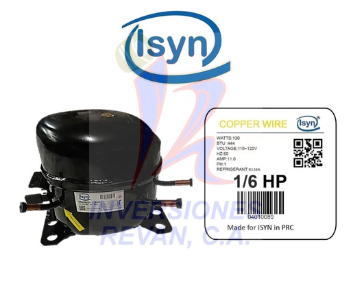 [04010089] COMPRESOR DE NEVERA 1/6 HP 110-115V 60HZ R134A