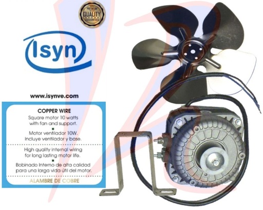 [04030051] MOTOR 10 WT 110V CON BASE Y ASPA A/COBRE CALIDAD PREMIUN  ISYN