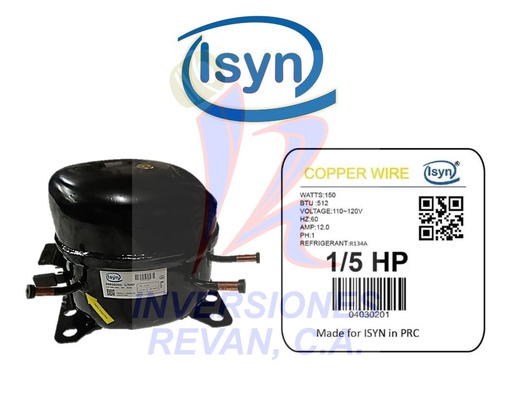 [04030201] COMPRESOR DE NEVERA 1/5 ISYN R134A