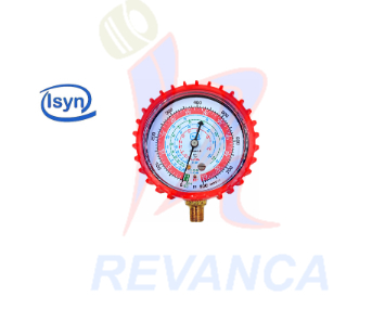 [04010115] RELOJ MANOMETRO (R12/R22/R502/R134A/R410) 700 PSI ROJO ISYN