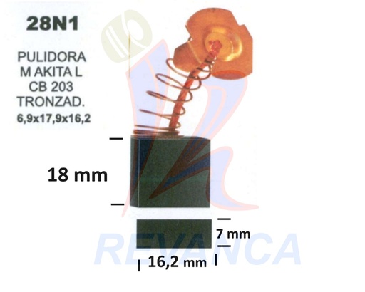 [25010004] ESCOBILLA RUTIADORA MAKITA 3612 TONZAD 2414 MART. HM 1303/1500/1800 PULID. 9047
