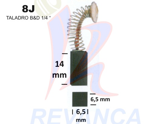 [25020046] ESCOBILLA TALADRO B&D LIVIANO 7274/04, 7104 RESORTE DELG.