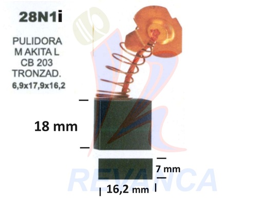 [25020038] ESCOBILLA RUTIAD MAKITA 3612, TRONZAD 2414, LC 1210/1230, MART DEMOLIC HM1303