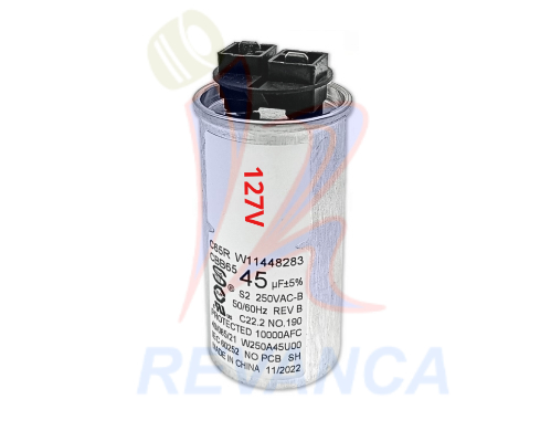 [02050725] CAPACITOR LAVADORA WHIRPOOL/HACEB 45UF/250VAC ORIGINAL W11448283