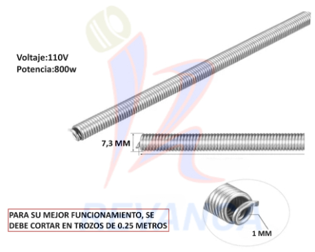 [09000165] RESISTENCIA DE ALAMBRE 800W X ROLLO (5.3 METROS)
