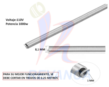 [09000539] RESISTENCIA DE ALAMBRE 1000W X ROLLO (5.3 METROS)